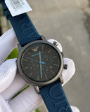 Emporio Armani Luigi Chronograph Black Dial Blue Rubber Strap Watch For Men - AR11023 Buy Now By Emporio Armani