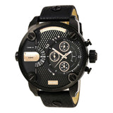 Diesel Little Daddy Chronograph Black Dial Black Leather Strap Watch For Men - DZ7291 Buy Now By Diesel