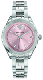Versace Hellenyium Pink Dial Silver Steel Strap Watch for Women - V12010015 Buy Now By Versace