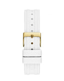 Guess Heiress Diamonds Gold Dial White Rubber Strap Watch for Women - GW0407L2 Buy Now By Guess