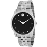 Movado Museum Diamonds Black Dial Silver Steel Strap Watch For Men - 606878 Buy Now By Movado