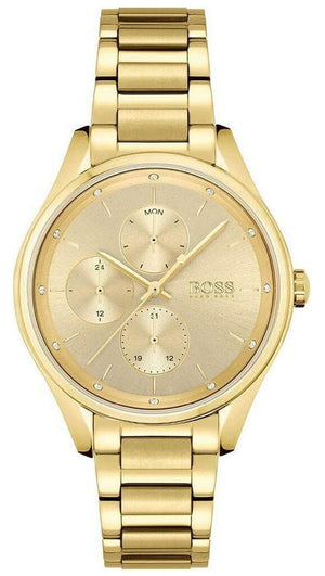 Hugo Boss Grand Course Gold Dial Gold Steel Strap Watch for Women - 1502584 Buy Now By Hugo Boss