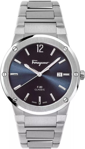 Salvatore Ferragamo F-80 Classic Black Dial Silver Steel Strap Watch for Men - SFDT00239 Buy Now By Salvatore Ferragamo