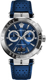 Versace Aion Chronograph Blue Dial Blue Leather Strap Watch for Men - VE1D01220 Buy Now By Versace