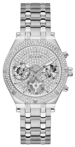 Guess Heiress Multifunction Diamonds Silver Dial Silver Steel Strap Watch for Women - GW0440L1 Buy Now By Guess