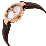 Gucci G Interlocking Mother of Pearl Dial Brown Leather Strap Watch For Women - YA133516 Buy Now By Gucci