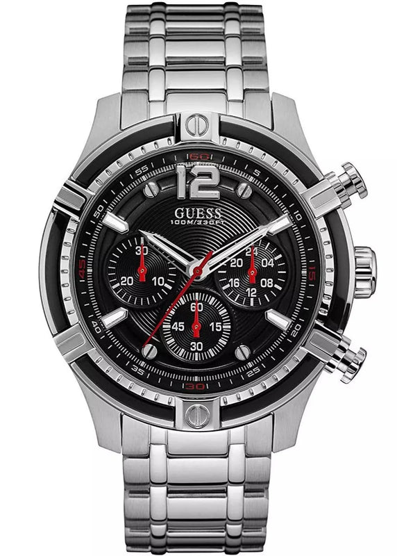 Guess Circuit Chronograph Black Dial Silver Steel Strap Watch For Men - W0968G1 Buy Now By Guess