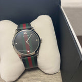 Gucci G Timeless Quartz Black Dial Multicolored Black Leather Strap Watch For Men - YA1264079 Buy Now By Gucci