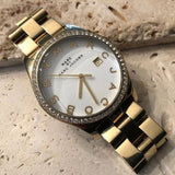 Marc Jacobs Henry Diamonds White Dial Gold Steel Strap Watch for Women - MBM3045 Buy Now By Marc Jacobs