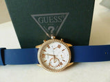 Guess Solar White Rose Gold Dial Blue Rubber Strap Watch For Women - W1135L3 Buy Now By Guess