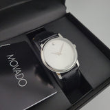 Movado Museum Quartz Silver Dial Black Leather Strap Watch For Men - 2100001 Buy Now By Movado