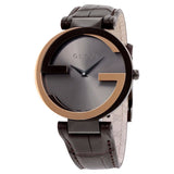 Gucci Interlocking G 18K Gold Black Dial Brown Leather Strap Watch For Women - YA133304 Buy Now By Gucci