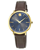 Movado Ultra Slim Blue Dial Brown Leather Strap Watch For Women - 0607092 Buy Now By Movado