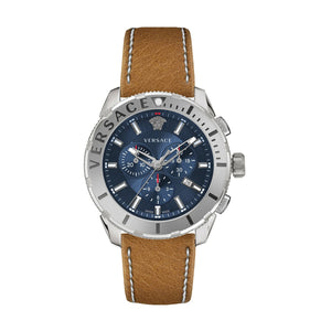 Versace Casual Chronograph Blue Dial Brown Leather Strap Watch for Men - VERG002-18 Buy Now By Versace