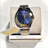 Michael Kors Slim Runway Blue Dial Two Tone Steel Strap Watch for Women - MK3479 Buy Now By Michael Kors