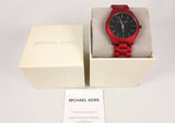 Michael Kors Slim Runway Quartz Black Dial Red Steel Strap Watch for Men - MK8712 Buy Now By Michael Kors