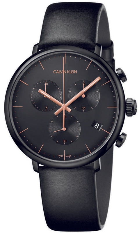 Calvin Klein High Noon Black Dial Black Leather Strap Watch for Men - K8M274CB Buy Now By Calvin Klein