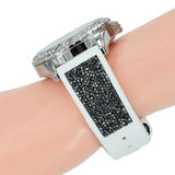 Guess Swirl Quartz Silver Dial White Silicone Strap Watch for Women - W1096L1 Buy Now By Guess