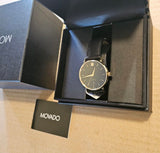 Movado Ultra Slim Black Dial Black Leather Strap Watch For Men - 0607086 Buy Now By Movado