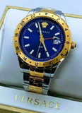 Versace Hellenyium GMT Blue Dial Two Tone Steel Strap Watch for Men - V11060017 Buy Now By Versace