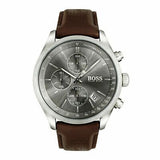 Hugo Boss Grand Prix Grey Dial Brown Leather Strap Watch for Men - 1513476 Buy Now By Hugo Boss
