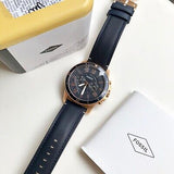 Fossil Grant Sport Chronograph Blue Dial Blue Leather Strap Watch for Men - FS5237 Buy Now By Fossil