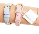 Versace Medusa Lock Icon Quartz Gold Dial Pink & Blue Leather Strap Watch For Women - VEDW00219 Buy Now By Versace