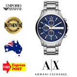 Armani Exchange Hampton Chronograph Blue Dial Silver Steel Strap Watch For Men - AX2155 Buy Now By Armani Exchange