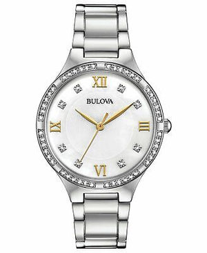 Bulova Crystal Collection Mother of Pearl Dial Silver Steel Strap Watch for Women - 96L263 Buy Now By Bulova