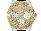 Guess Frontier Chronograph Crystals Gold Dial Two Tone Steel Strap Watch For Women - W1156L5 Buy Now By Guess