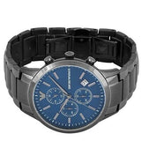 Emporio Armani Renato Chronograph Quartz Blue Dial Black Steel Strap Watch For Men - AR11215 Buy Now By Emporio Armani