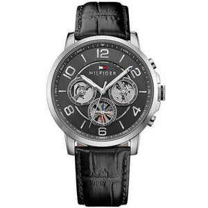 Tommy Hilfiger Keagan Quartz Grey Dial Black Leather Strap Watch for Men - 1791289 Buy Now By Tommy Hilfiger