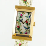 Gucci G-Frame Floral Mother of Pearl Dial White Leather Strap Watch For Women - YA147407 Buy Now By Gucci