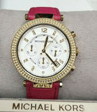 Michael Kors Parker Chronograph White Dial Pink Leather Strap Watch for Women - MK2297 Buy Now By Michael Kors