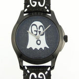 Gucci G Timeless Ghost Black Dial Black Leather Strap Watch For Men - YA1264018 Buy Now By Gucci