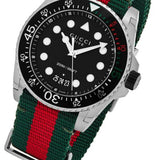 Gucci Dive Black Dial Red & Green Nylon Strap Watch For Men - YA136209 Buy Now By Gucci