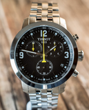 Tissot PRC 200 Chronograph Black Dial Silver Steel Strap Watch For Men - T055.417.11.057.00 Buy Now By Tissot
