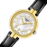Tissot Flamingo Mother of Pearl White Dial Black Leather Strap Watch For Women - T094.210.26.111.00 Buy Now By Tissot