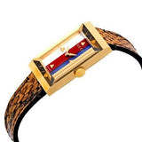 Gucci G-Frame Mother of Pearl Dial Brown Leather Snakeskin Strap Watch For Women - YA147402 Buy Now By Gucci