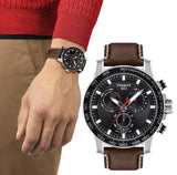 Tissot Supersport Chrono Black Dial Brown Leather Strap Watch for Men - T125.617.16.051.01 Buy Now By Tissot