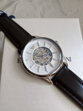 Emporio Armani Meccanico White Dial Brown Leather Strap Watch For Men - AR1946 Buy Now By Emporio Armani