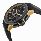 Gucci G Chrono Black Dial Black Leather Strap Watch For Men - YA101203 Buy Now By Gucci