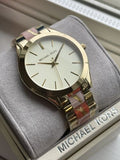 Michael Kors Slim Runway Gold Dial Two Tone Steel Strap Watch for Women - MK4300 Buy Now By Michael Kors