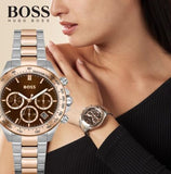 Hugo Boss Novia Brown Dial Two Tone Steel Strap Watch for Women - 1502617 Buy Now By Hugo Boss