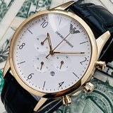 Emporio Armani Classic Chronograph White Dial Black Leather Strap Watch For Men - AR1892 Buy Now By Emporio Armani