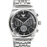 Emporio Armani Franco Black Dial Silver Steel Strap Watch For Men - AR0373 Buy Now By Emporio Armani