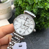 Emporio Armani Gianni T Bar White Marble Dial Silver Steel Strap Watch For Women - AR11170 Buy Now By Emporio Armani