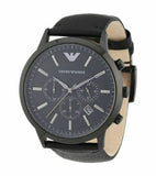 Emporio Armani Sportivo Chronograph Black Dial Black Leather Strap Watch For Men - AR2461 Buy Now By Emporio Armani