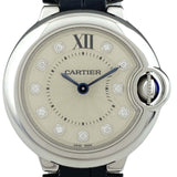 Cartier Ballon Bleu de Cartier Diamonds Silver Dial Black Leather Strap Watch for Women - W4BB0008 Buy Now By Cartier