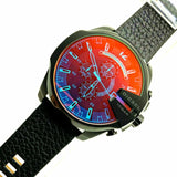 Diesel Mega Chief Chronograph Black Dial Black Leather Strap Watch For Men - DZ4323 Buy Now By Diesel